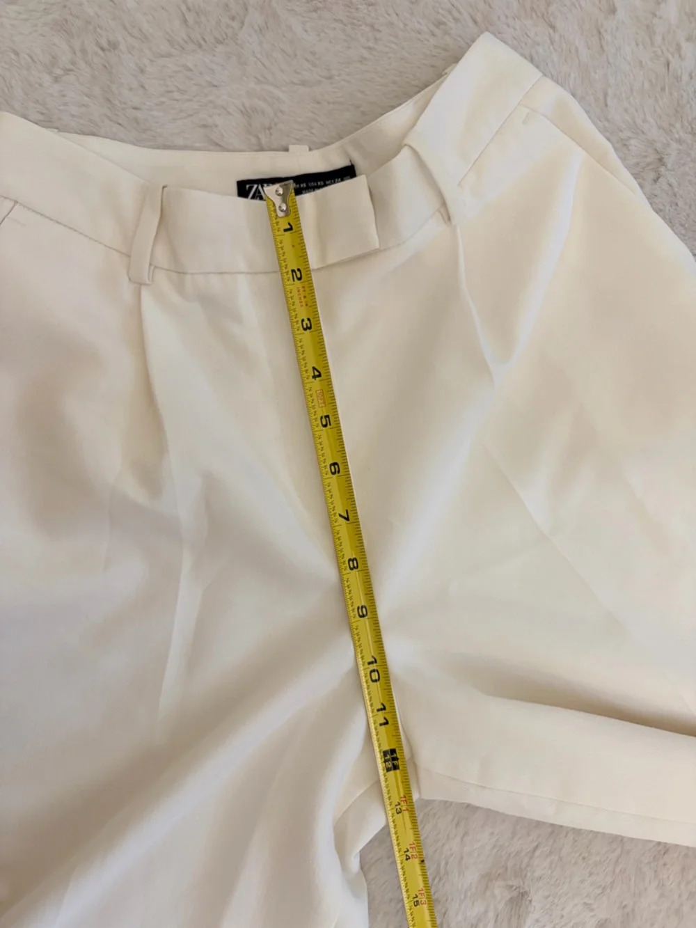 Zara Ivory High Rise Wide Leg Culotte Cropped Trousers XS Minimalist Clean Girl - Picture 8 of 9